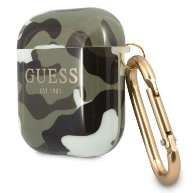 Originalus dėklas Guess GUA2UCAMA AirPods cover žalias/khaki Camo Collection 1 Originalus dėklas Guess GUA2UCAMA AirPods cover žalias/khaki Camo Collection 1