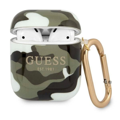 Originalus dėklas Guess GUA2UCAMA AirPods cover žalias/khaki Camo Collection Originalus dėklas Guess GUA2UCAMA AirPods cover žalias/khaki Camo Collection
