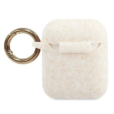 Originalus dėklas Guess GUACCSILGLWH AirPods cover Baltas / Baltas Silicone Glitter 1