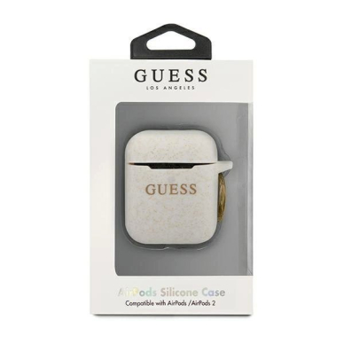 Originalus dėklas Guess GUACCSILGLWH AirPods cover Baltas / Baltas Silicone Glitter 2
