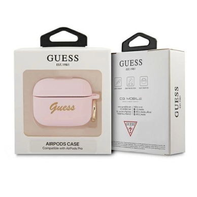 Originalus dėklas Guess GUAPSSSI AirPods Pro cover rožinis/rožinis Silicone Vintage Script 2