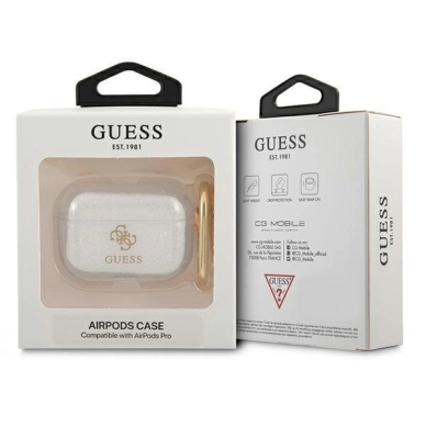 Originalus dėklas Guess GUAPUCG4GT AirPods Pro cover Permatomas Glitter Collection 2 Originalus dėklas Guess GUAPUCG4GT AirPods Pro cover Permatomas Glitter Collection 2
