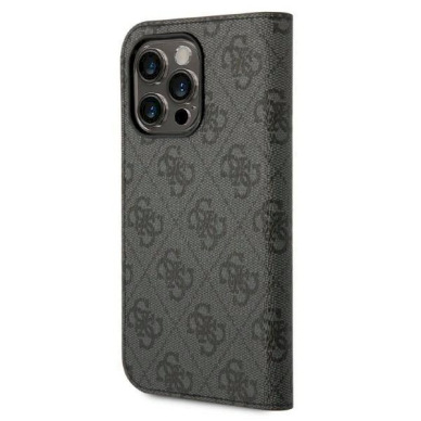 Originalus dėklas Guess GUBKP14LHG4SHK iPhone 14 Pro 6.1 Juodas book 4G Vintage Gold Logo 1