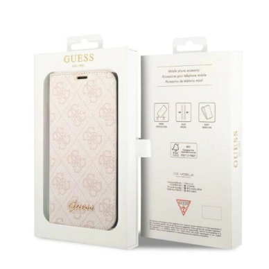 Originalus dėklas Guess GUBKP14LHG4SHP iPhone 14 Pro 6.1 rožinis / rožinis book 4G Vintage Gold Logo 6