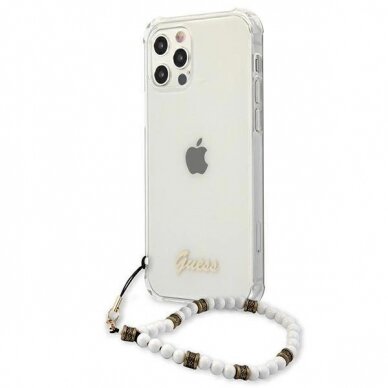 Originalus dėklas Guess GUHCP12LKPSWH iPhone 12 Pro Max 6.7  Permatomas Hardcase Baltas Pearl 1
