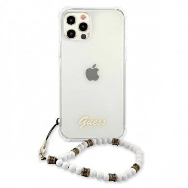 Originalus dėklas Guess GUHCP12LKPSWH iPhone 12 Pro Max 6.7  Permatomas Hardcase Baltas Pearl 2