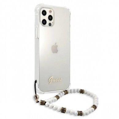 Originalus dėklas Guess GUHCP12LKPSWH iPhone 12 Pro Max 6.7  Permatomas Hardcase Baltas Pearl 3