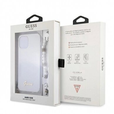 Originalus dėklas Guess GUHCP12LKPSWH iPhone 12 Pro Max 6.7  Permatomas Hardcase Baltas Pearl 7