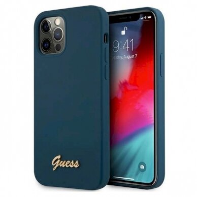 Originalus dėklas Guess GUHCP12LLSLMGBL iPhone 12 Pro Max 6.7 Mėlynas/Mėlynas hardcase Metal Logo Script Originalus dėklas Guess GUHCP12LLSLMGBL iPhone 12 Pro Max 6.7 Mėlynas/Mėlynas hardcase Metal Logo Script