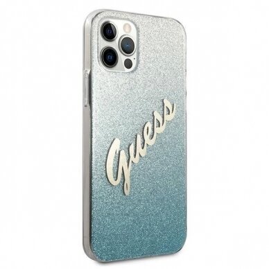 Originalus dėklas Guess GUHCP12LPCUGLSBL iPhone 12 Pro Max 6.7  Mėlynas/Mėlynas hardcase Glitter Gradient Script 3