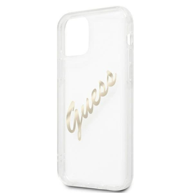 Originalus dėklas Guess GUHCP12MKTRSVGO iPhone 12/12 Pro 6.1  Permatomas hardcase Vintage Script Gold 5