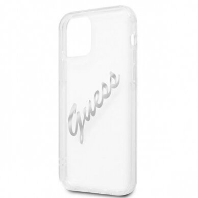 Originalus dėklas Guess GUHCP12MKTRSVSI iPhone 12/12 Pro 6.1  Permatomas hardcase Vintage Script Silver 5 Originalus dėklas Guess GUHCP12MKTRSVSI iPhone 12/12 Pro 6.1  Permatomas hardcase Vintage Script Silver 5