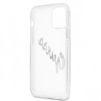 Originalus dėklas Guess GUHCP12MKTRSVSI iPhone 12/12 Pro 6.1  Permatomas hardcase Vintage Script Silver 6