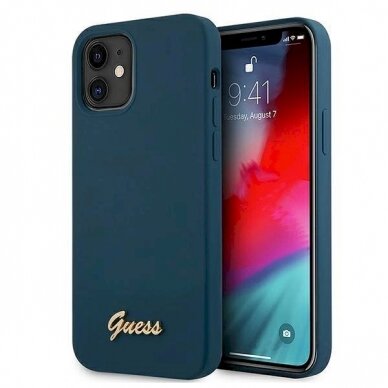 Originalus dėklas Guess GUHCP12SLSLMGBL iPhone 12 mini 5.4  Mėlynas/Mėlynas hardcase Metal Logo Script Originalus dėklas Guess GUHCP12SLSLMGBL iPhone 12 mini 5.4  Mėlynas/Mėlynas hardcase Metal Logo Script