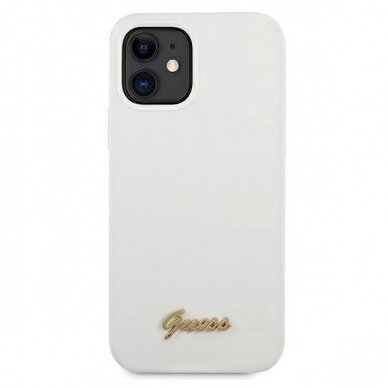 Originalus dėklas Guess GUHCP12SLSLMGWH iPhone 12 mini 5.4 Baltas/Baltas hardcase Metal Logo Script 2 Originalus dėklas Guess GUHCP12SLSLMGWH iPhone 12 mini 5.4 Baltas/Baltas hardcase Metal Logo Script 2