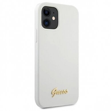Originalus dėklas Guess GUHCP12SLSLMGWH iPhone 12 mini 5.4 Baltas/Baltas hardcase Metal Logo Script 3 Originalus dėklas Guess GUHCP12SLSLMGWH iPhone 12 mini 5.4 Baltas/Baltas hardcase Metal Logo Script 3