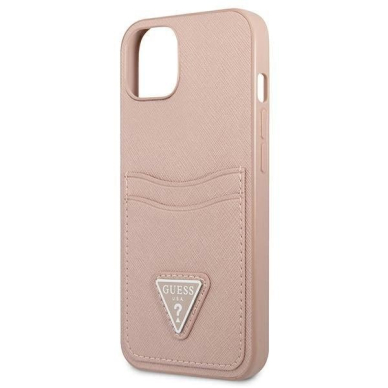 Originalus dėklas Guess GUHCP13MPSATPP iPhone 13 6.1 rožinis / rožinis hardcase SaffianoTriangle Logo Cardslot 5 Originalus dėklas Guess GUHCP13MPSATPP iPhone 13 6.1 rožinis / rožinis hardcase SaffianoTriangle Logo Cardslot 5