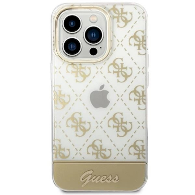 iPhone 14 Pro – Orginalus dėklas Guess GUHCP14LHG4MHG 6.1" - Auksinis/Auksinis hardcase 4G Pattern Script 2
