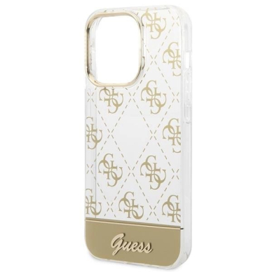 iPhone 14 Pro – Orginalus dėklas Guess GUHCP14LHG4MHG 6.1" - Auksinis/Auksinis hardcase 4G Pattern Script 5