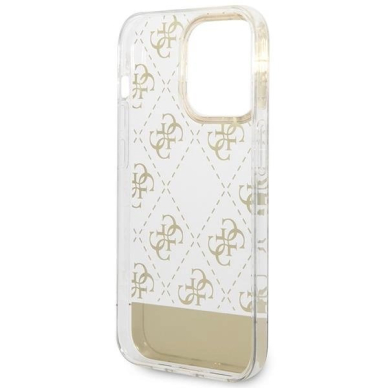 iPhone 14 Pro – Orginalus dėklas Guess GUHCP14LHG4MHG 6.1" - Auksinis/Auksinis hardcase 4G Pattern Script 6