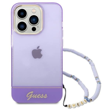 Originalus dėklas Guess GUHCP14LHGCOHU iPhone 14 Pro 6.1 Violetinis hardcase Translucent Pearl Strap 1 Originalus dėklas Guess GUHCP14LHGCOHU iPhone 14 Pro 6.1 Violetinis hardcase Translucent Pearl Strap 1