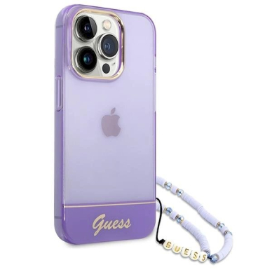 Originalus dėklas Guess GUHCP14LHGCOHU iPhone 14 Pro 6.1 Violetinis hardcase Translucent Pearl Strap 2 Originalus dėklas Guess GUHCP14LHGCOHU iPhone 14 Pro 6.1 Violetinis hardcase Translucent Pearl Strap 2