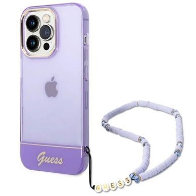 Originalus dėklas Guess GUHCP14LHGCOHU iPhone 14 Pro 6.1 Violetinis hardcase Translucent Pearl Strap Originalus dėklas Guess GUHCP14LHGCOHU iPhone 14 Pro 6.1 Violetinis hardcase Translucent Pearl Strap