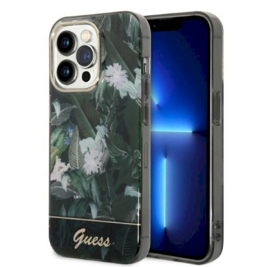 Originalus dėklas Guess GUHCP14LHGJGHA iPhone 14 Pro 6.1  žalias/žalias hardcase Jungle Collection Originalus dėklas Guess GUHCP14LHGJGHA iPhone 14 Pro 6.1  žalias/žalias hardcase Jungle Collection