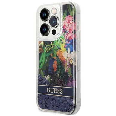 Originalus dėklas Guess GUHCP14LLFLSB iPhone 14 Pro 6.1 Mėlynas / Mėlynas hardcase Flower Liquid Glitter 1 Originalus dėklas Guess GUHCP14LLFLSB iPhone 14 Pro 6.1 Mėlynas / Mėlynas hardcase Flower Liquid Glitter 1