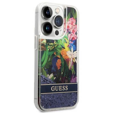 Originalus dėklas Guess GUHCP14LLFLSB iPhone 14 Pro 6.1 Mėlynas / Mėlynas hardcase Flower Liquid Glitter 3 Originalus dėklas Guess GUHCP14LLFLSB iPhone 14 Pro 6.1 Mėlynas / Mėlynas hardcase Flower Liquid Glitter 3