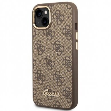 Originalus dėklas Guess GUHCP14MHG4SHW iPhone 14 Plus 6.7 Rudas / Rudas hard case 4G Vintage Gold Logo 1