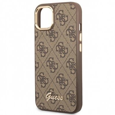 Originalus dėklas Guess GUHCP14MHG4SHW iPhone 14 Plus 6.7 Rudas / Rudas hard case 4G Vintage Gold Logo 5