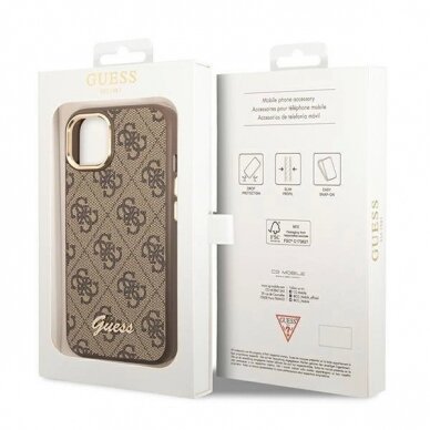 Originalus dėklas Guess GUHCP14MHG4SHW iPhone 14 Plus 6.7 Rudas / Rudas hard case 4G Vintage Gold Logo 7