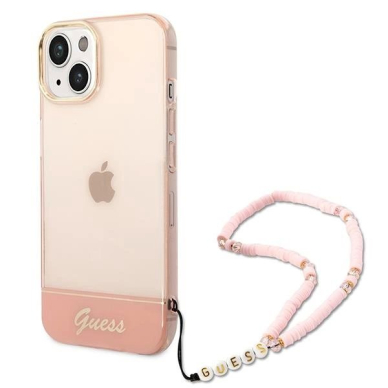 Originalus dėklas Guess GUHCP14MHGCOHP iPhone 14 Plus 6.7 rožinis/rožinis hardcase Translucent Pearl Strap Originalus dėklas Guess GUHCP14MHGCOHP iPhone 14 Plus 6.7 rožinis/rožinis hardcase Translucent Pearl Strap