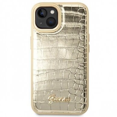 Originalus dėklas Guess GUHCP14MHGCRHD iPhone 14 Plus 6.7 Auksinis hardcase Croco Collection 2