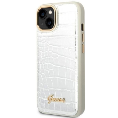 Originalus dėklas Guess GUHCP14MHGCRHS iPhone 14 Plus 6.7 sidabrinis hardcase Croco Collection 1 Originalus dėklas Guess GUHCP14MHGCRHS iPhone 14 Plus 6.7 sidabrinis hardcase Croco Collection 1