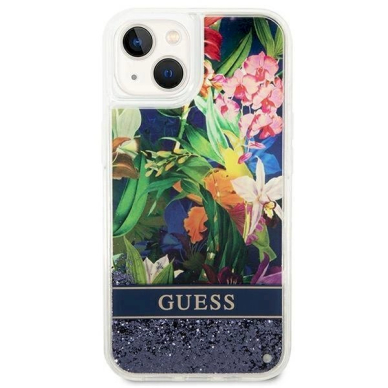 Originalus dėklas Guess GUHCP14MLFLSB iPhone 14 Plus 6.7 Mėlynas / Mėlynas hardcase Flower Liquid Glitter 2 Originalus dėklas Guess GUHCP14MLFLSB iPhone 14 Plus 6.7 Mėlynas / Mėlynas hardcase Flower Liquid Glitter 2