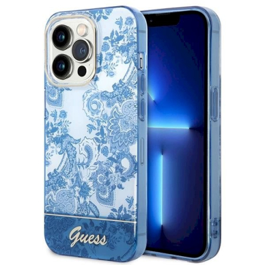 Originalus dėklas Guess GUHCP14XHGPLHB iPhone 14 Pro Max 6.7 Mėlynas/Mėlynas hardcase Porcelain Collection Originalus dėklas Guess GUHCP14XHGPLHB iPhone 14 Pro Max 6.7 Mėlynas/Mėlynas hardcase Porcelain Collection