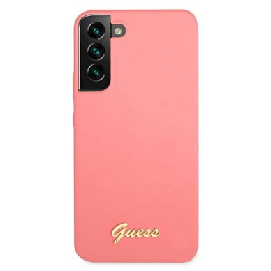 Originalus dėklas Guess GUHCS22MLSLMGFU S22+ S906 Rožinis hardcase Silicone Script Metal Logo 2 Originalus dėklas Guess GUHCS22MLSLMGFU S22+ S906 Rožinis hardcase Silicone Script Metal Logo 2