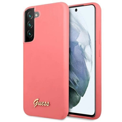 Originalus dėklas Guess GUHCS22MLSLMGFU S22+ S906 Rožinis hardcase Silicone Script Metal Logo Originalus dėklas Guess GUHCS22MLSLMGFU S22+ S906 Rožinis hardcase Silicone Script Metal Logo
