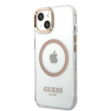 Originalus dėklas Guess GUHMP13MHTRMD iPhone 13 6.1 auksinis hard case Metal Outline Magsafe 1 Originalus dėklas Guess GUHMP13MHTRMD iPhone 13 6.1 auksinis hard case Metal Outline Magsafe 1