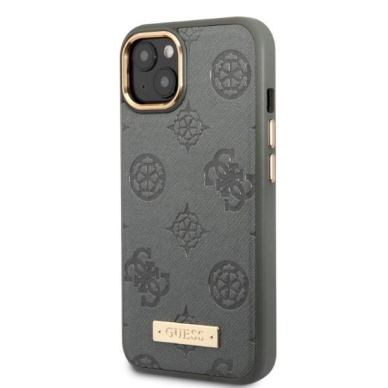 Akcija! Originalus dėklas Guess GUHMP13MSAPSTG iPhone 13 6.1  Pilkas hardcase Peony Logo Plate MagSafe  1