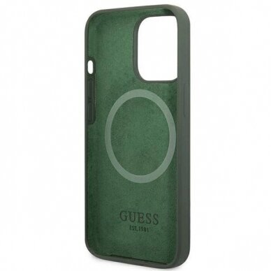 Originalus dėklas Guess GUHMP13XSPLA iPhone 13 Pro Max 6.7 žalias/khaki hard case Silicone Logo Plate MagSafe 6 Originalus dėklas Guess GUHMP13XSPLA iPhone 13 Pro Max 6.7 žalias/khaki hard case Silicone Logo Plate MagSafe 6