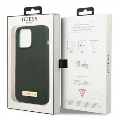 Originalus dėklas Guess GUHMP13XSPLA iPhone 13 Pro Max 6.7 žalias/khaki hard case Silicone Logo Plate MagSafe 7 Originalus dėklas Guess GUHMP13XSPLA iPhone 13 Pro Max 6.7 žalias/khaki hard case Silicone Logo Plate MagSafe 7