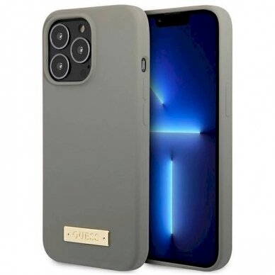Originalus dėklas Guess GUHMP13XSPLG iPhone 13 Pro Max 6.7 Pilkas hard case Silicone Logo Plate MagSafe Originalus dėklas Guess GUHMP13XSPLG iPhone 13 Pro Max 6.7 Pilkas hard case Silicone Logo Plate MagSafe