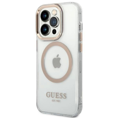 Originalus dėklas Guess GUHMP14LHTRMD iPhone 14 Pro 6.1 Auksinis hard case Metal Outline Magsafe 1 Originalus dėklas Guess GUHMP14LHTRMD iPhone 14 Pro 6.1 Auksinis hard case Metal Outline Magsafe 1