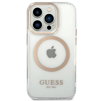 Originalus dėklas Guess GUHMP14LHTRMD iPhone 14 Pro 6.1 Auksinis hard case Metal Outline Magsafe 2 Originalus dėklas Guess GUHMP14LHTRMD iPhone 14 Pro 6.1 Auksinis hard case Metal Outline Magsafe 2