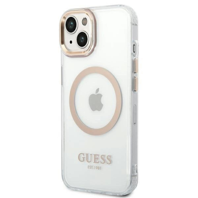 Originalus dėklas Guess GUHMP14MHTRMD iPhone 14 Plus 6.7 auksinis hard case Metal Outline Magsafe 1 Originalus dėklas Guess GUHMP14MHTRMD iPhone 14 Plus 6.7 auksinis hard case Metal Outline Magsafe 1