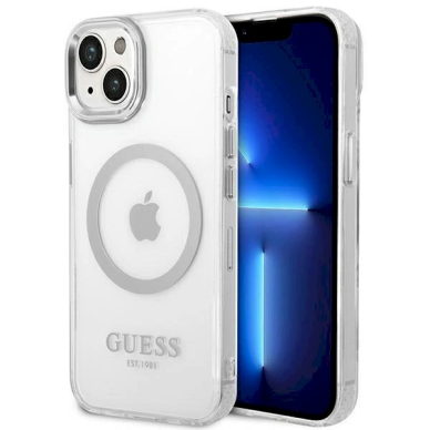 Originalus dėklas Guess GUHMP14MHTRMS iPhone 14 Plus 6.7  sidabrinis hard case Metal Outline Magsafe Originalus dėklas Guess GUHMP14MHTRMS iPhone 14 Plus 6.7  sidabrinis hard case Metal Outline Magsafe