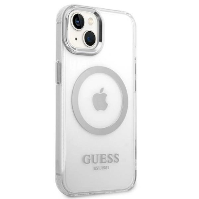 Originalus dėklas Guess GUHMP14SHTRMS iPhone 14 6.1  sidabrinis hard case Metal Outline Magsafe 3 Originalus dėklas Guess GUHMP14SHTRMS iPhone 14 6.1  sidabrinis hard case Metal Outline Magsafe 3